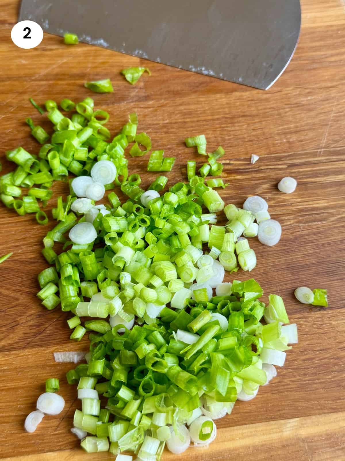 Sliced green onions.