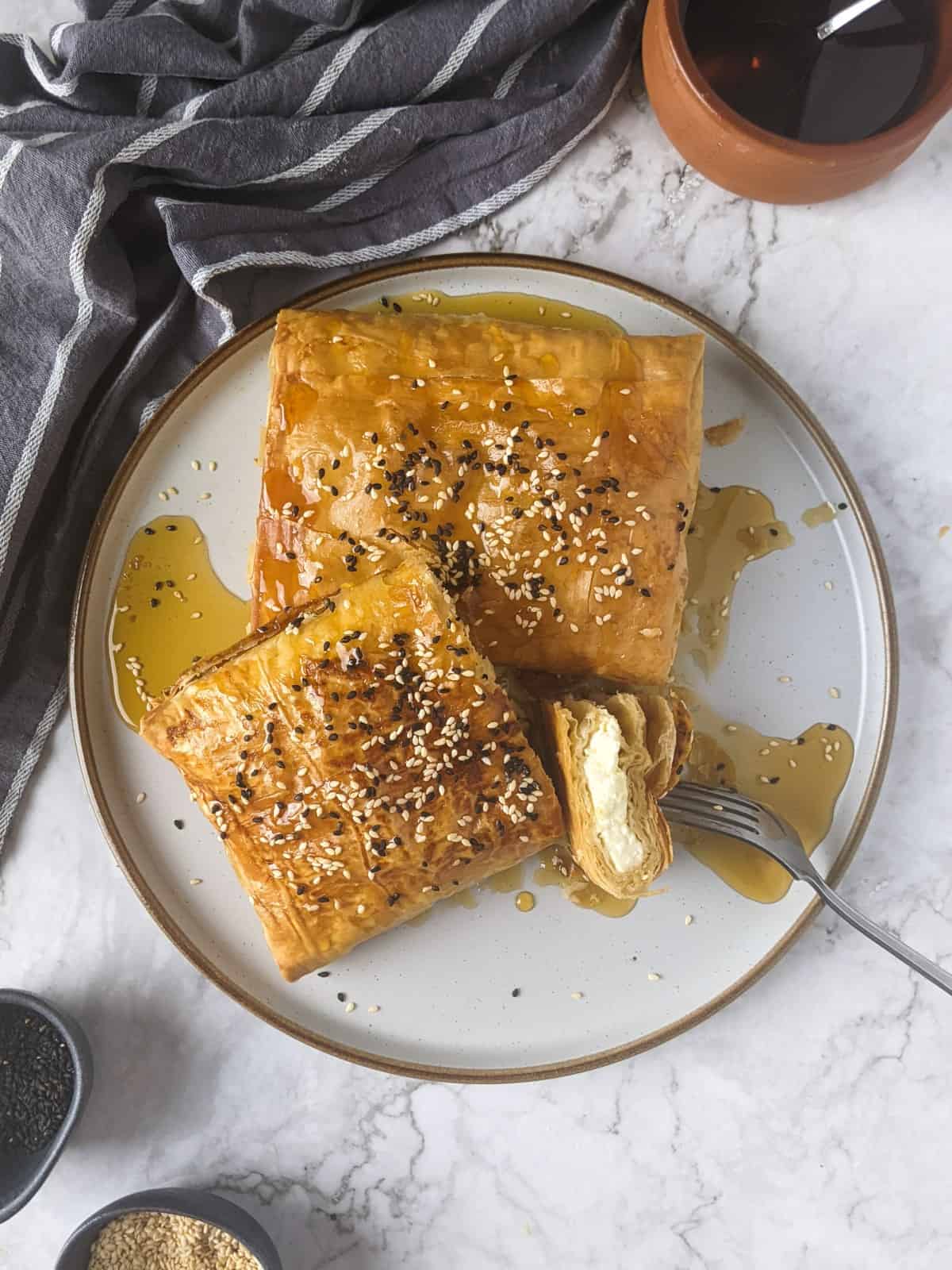 Baked Feta In Phyllo With Honey.