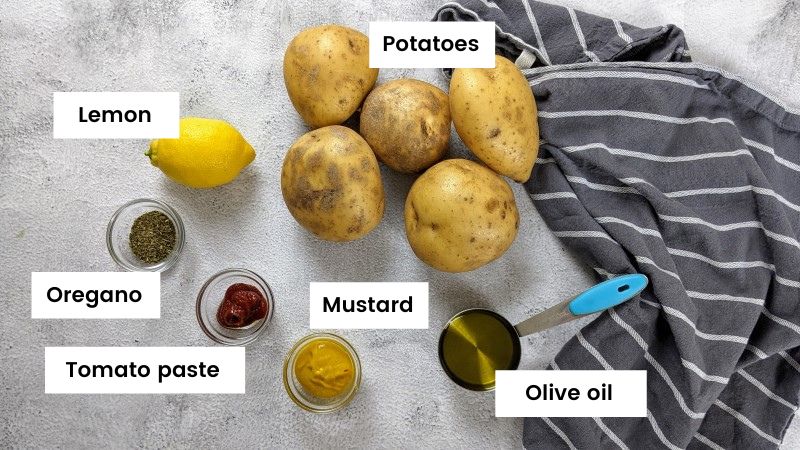 Ingredients for marinating the potatoes Ingredients for marinating the potatoes.