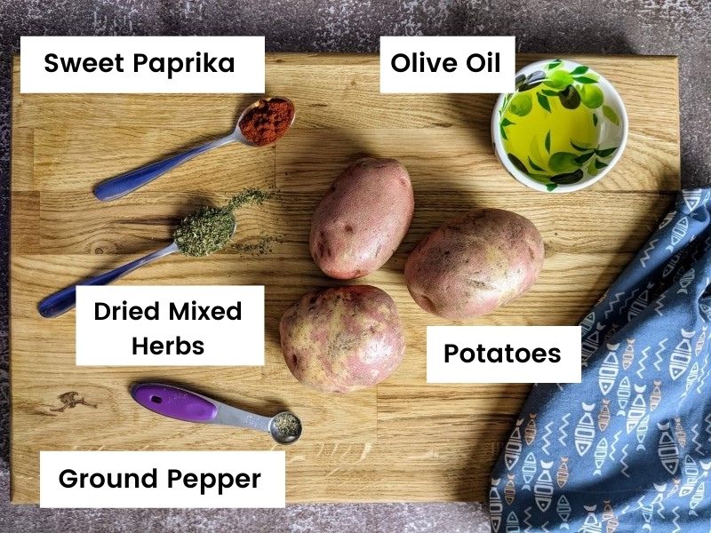 Ingredients for baked potato wedges