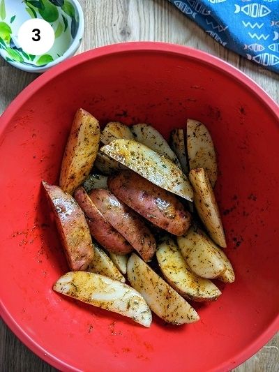 Potato wedges with spices on