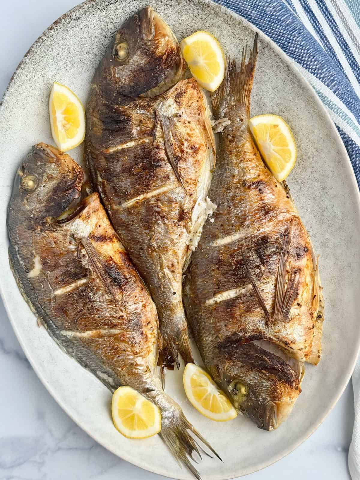 Oven Baked Whole Sea Bream.