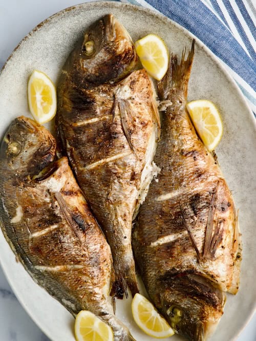 Oven Baked Whole Sea Bream.