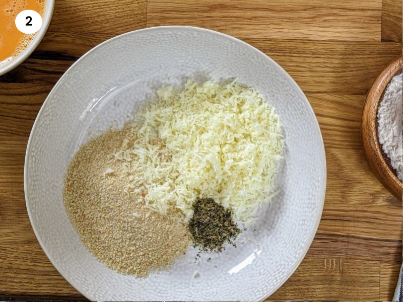 Breadcrumbs, cheese and dried herbs mixture.
