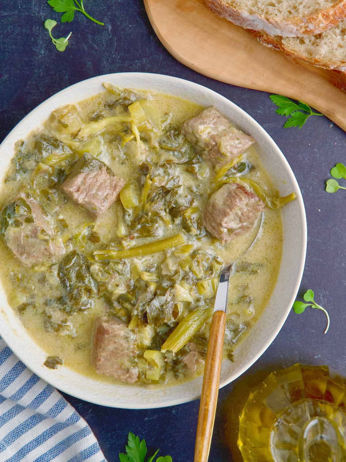 Beef Stew With Celery (Avgolemono).