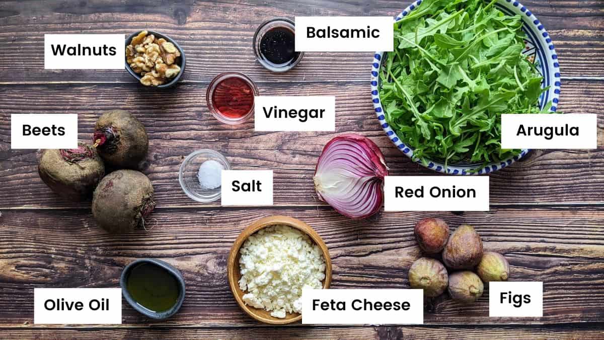 Ingredients for beet and fig salad.