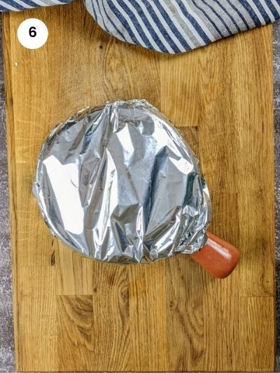 Cover with foil before putting the bougiourdi in the oven