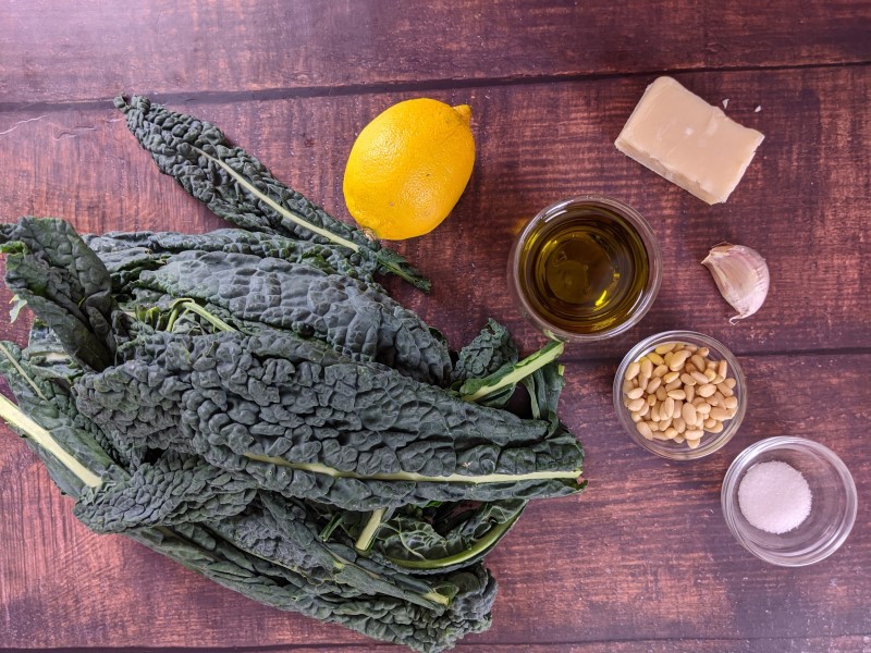 Ingredients for cavolo nero pesto Ingredients for cavolo nero pesto.
