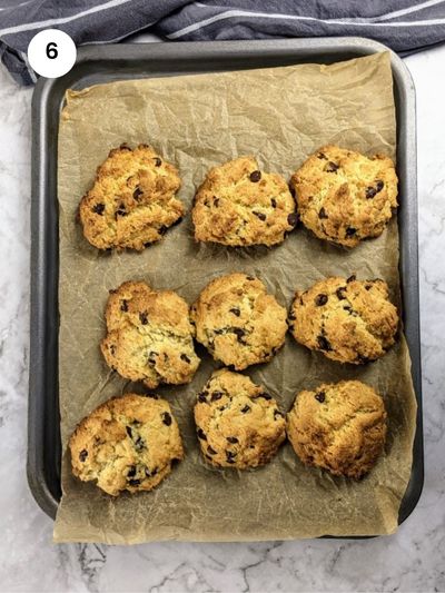 Chocolate chip rock cakes when they come out of the oven.