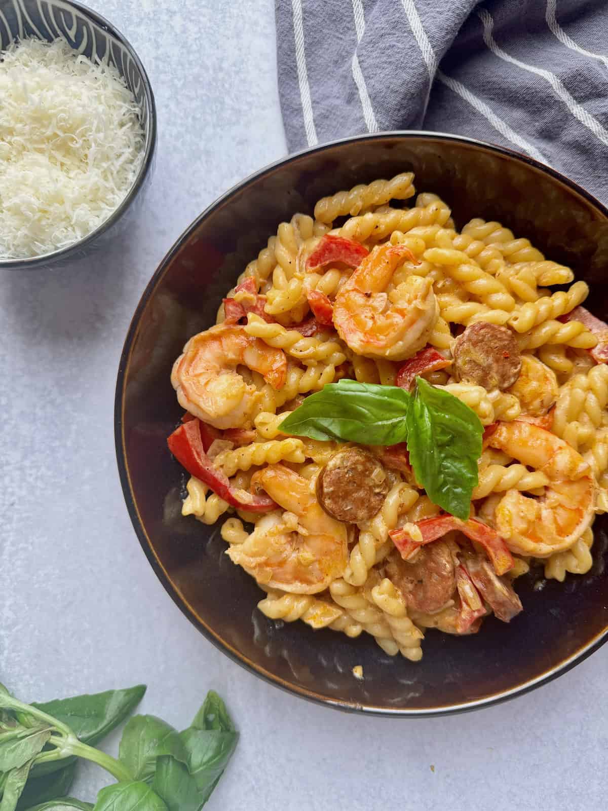 Easy Chorizo And Shrimp Pasta.