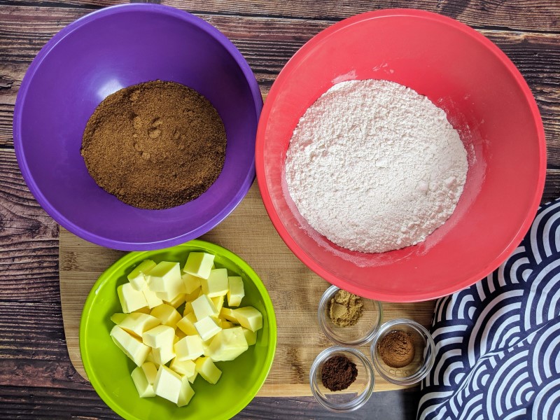 Ingredients for coconut sugar cookies.
