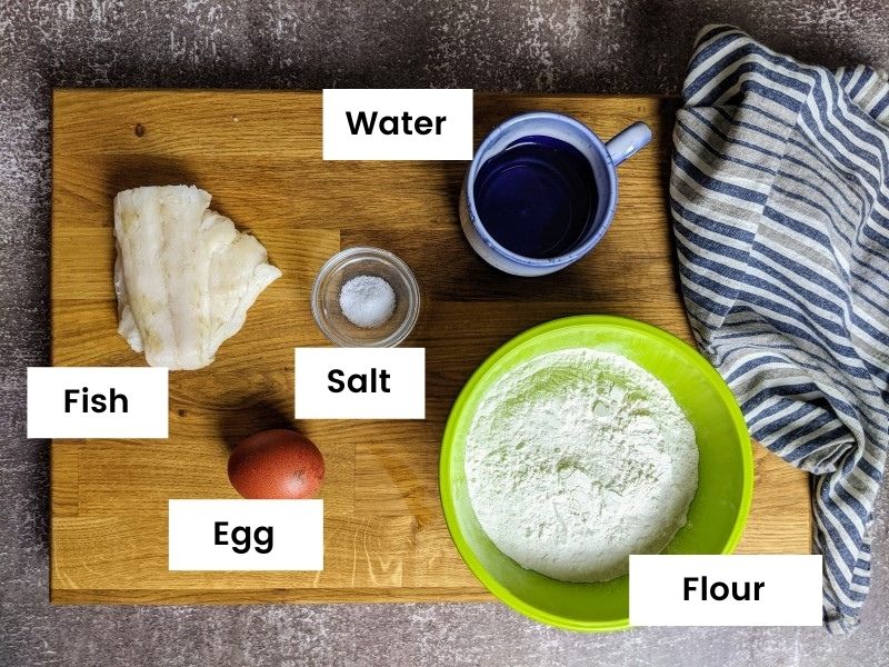 Ingredients for cod fillet bites.