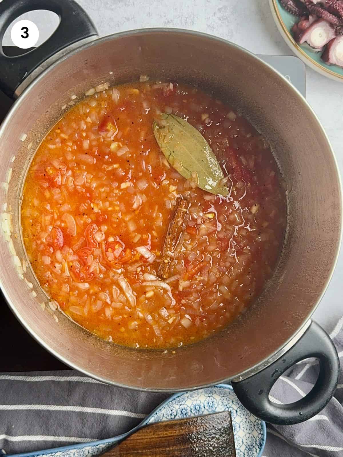 Cooking the tomatoes before adding the rest of the ingredients.
