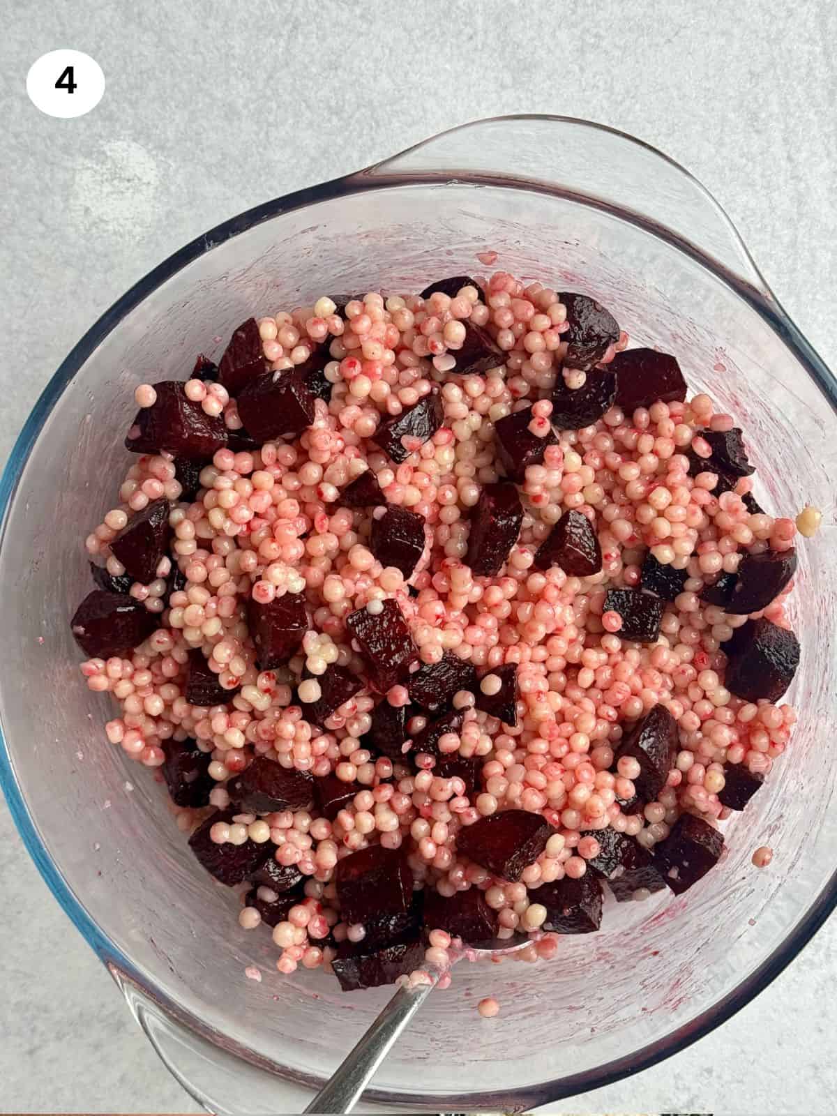 Mixed beets and couscous.