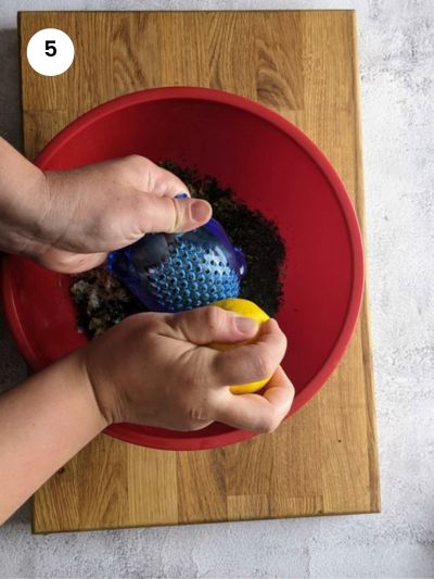 Adding lemon zest to the filling.