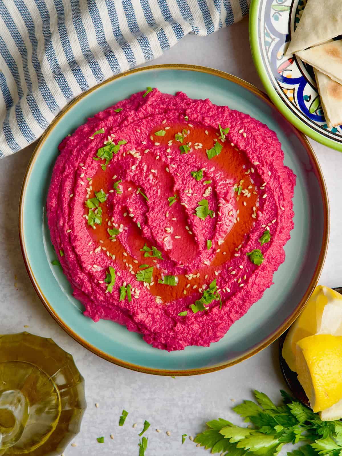 Easy Beet Hummus.