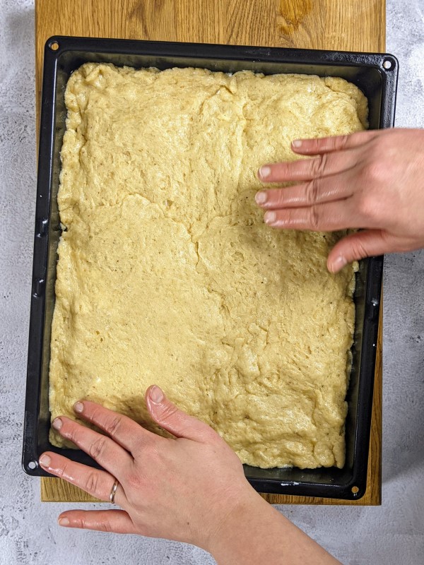 Top layer ready and feta bread all covered.