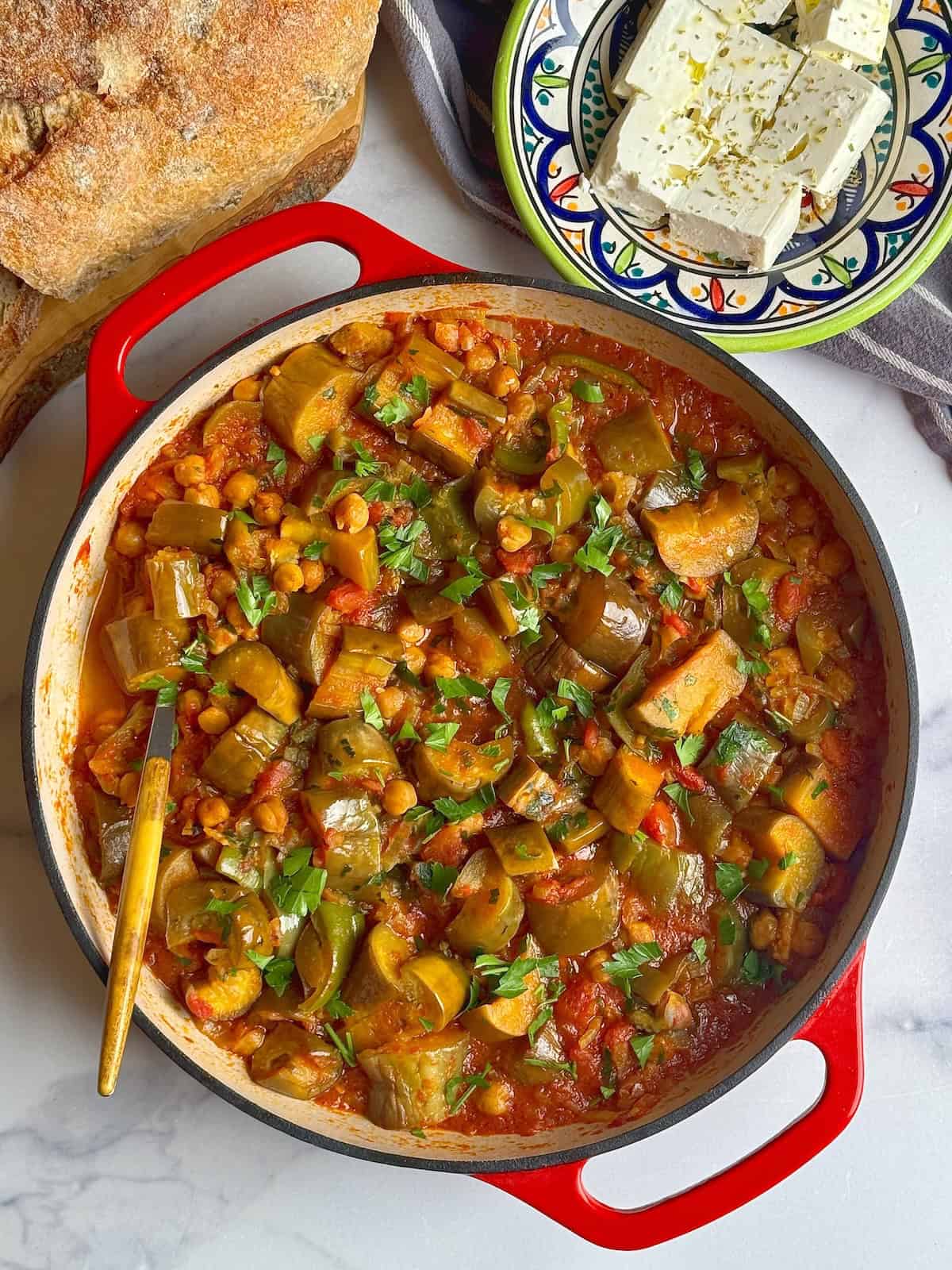 Mediterranean Eggplant Stew With Chickpeas.