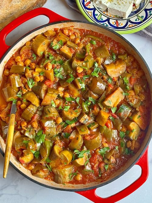 Mediterranean Eggplant Stew With Chickpeas.