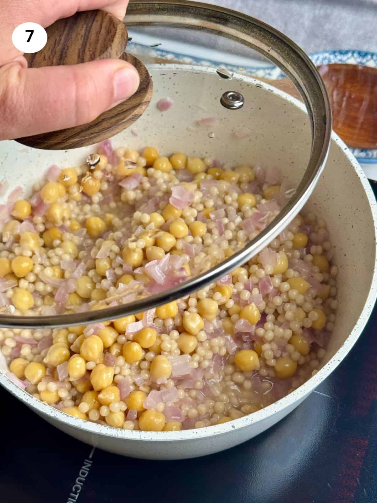 Added chickpeas to the cooked couscous.