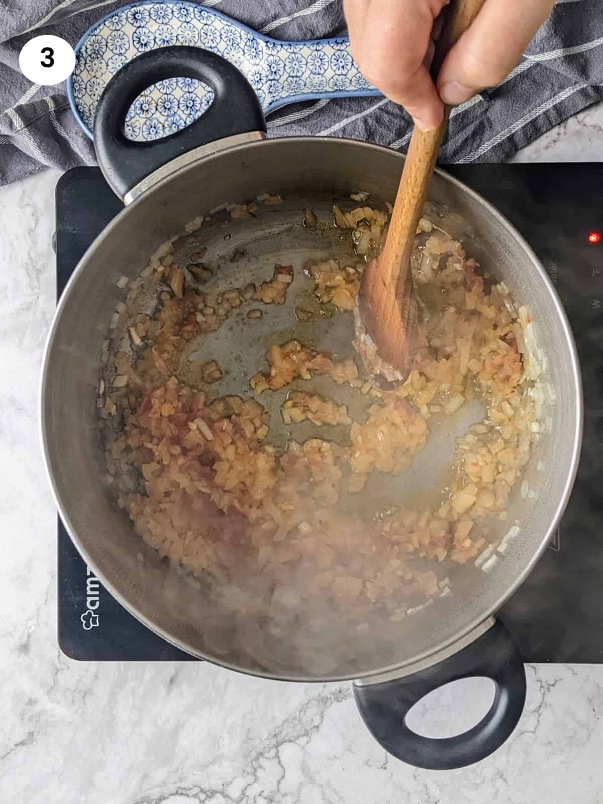 Sauted onion, garlic and tomato paste before adding the rest of the ingredients.