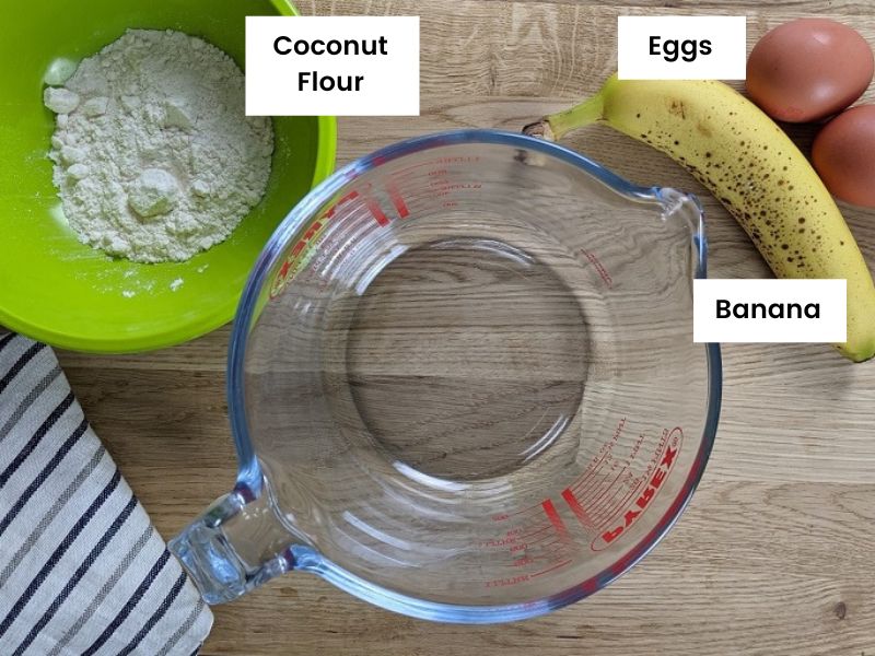 Ingredients for gluten-free american style pancakes.