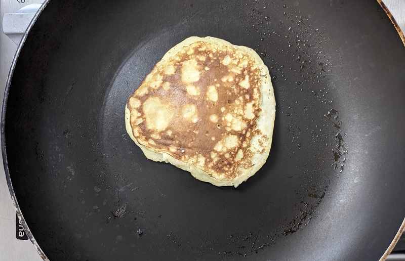 Pancake in the pan.