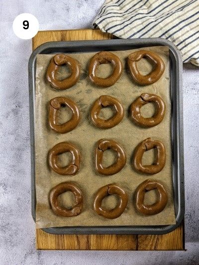 Baking tray with moustokouloura ready for the oven.