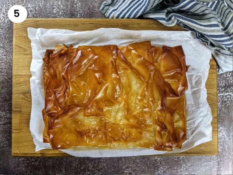 Bougatsa with pumpkin when it comes out of the oven.