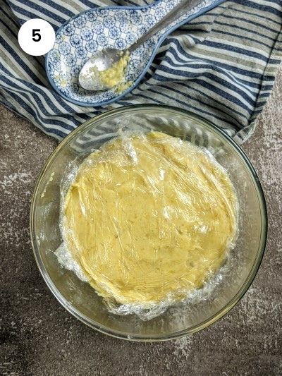 Pumpkin Custard covered with cling film.