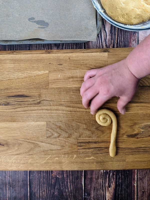 Shaping the cookies.