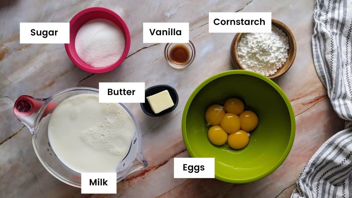 Ingredients for making the custard.