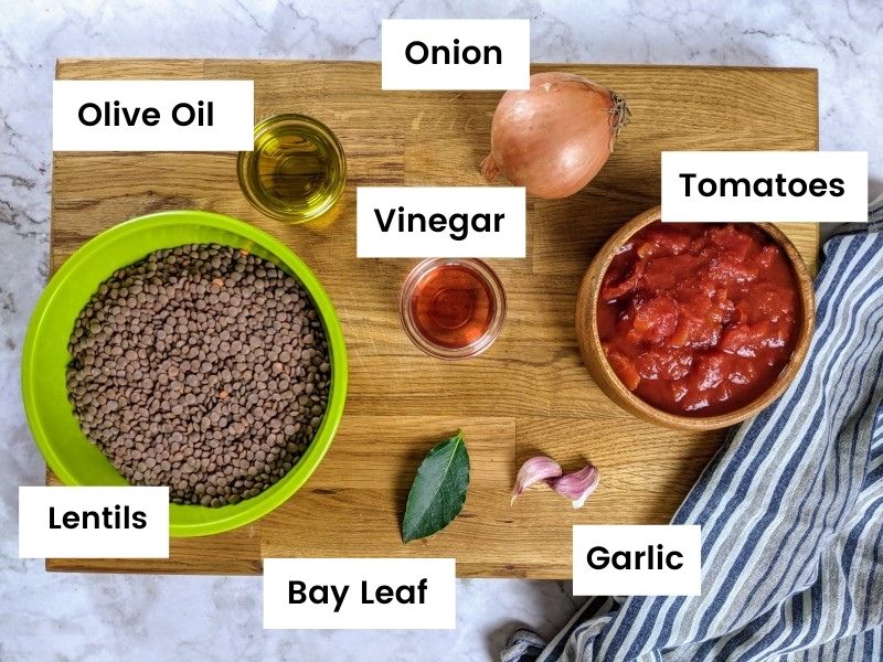 Ingredients for mediterranean lentil soup