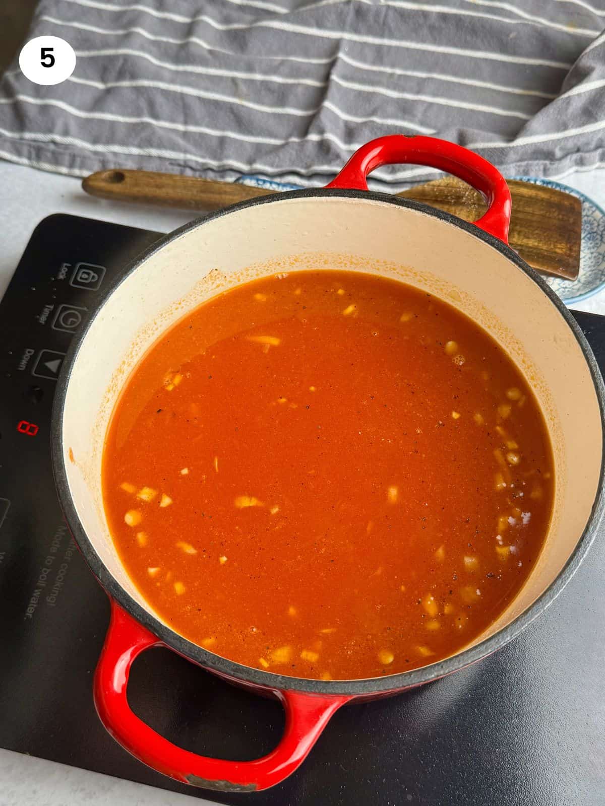 Added water and seasoning.