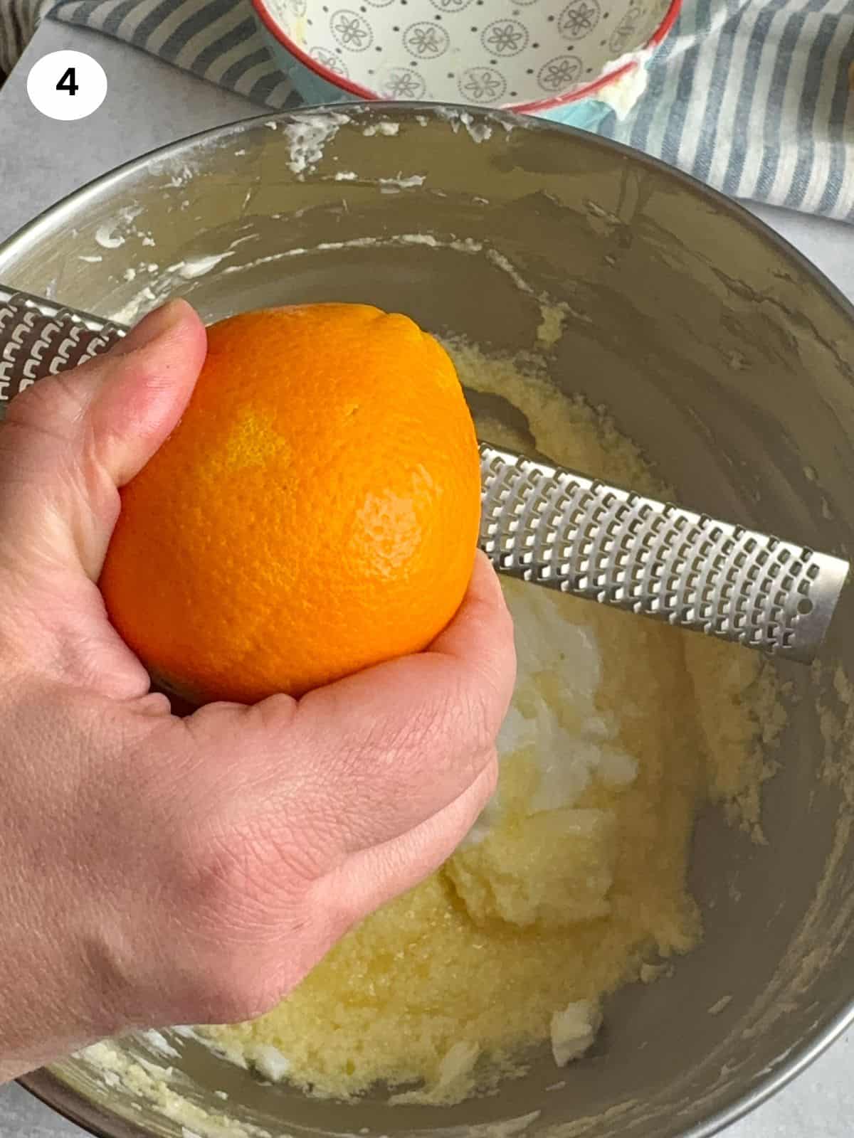 Adding the rest of the wet ingredients to the batter.