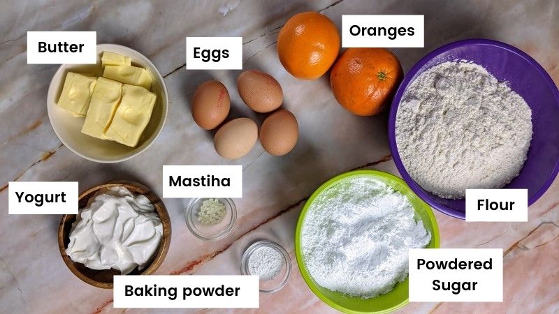 Ingredients for greek new year cake
