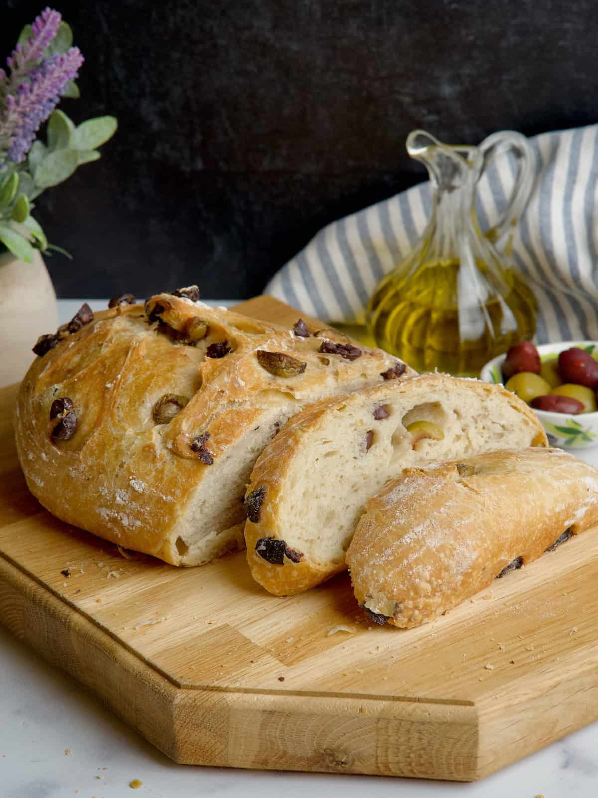 Easy Greek Olive Bread (No Knead).