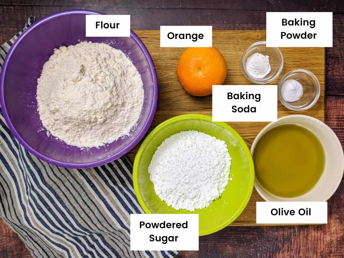 Ingredients for greek orange cookies.