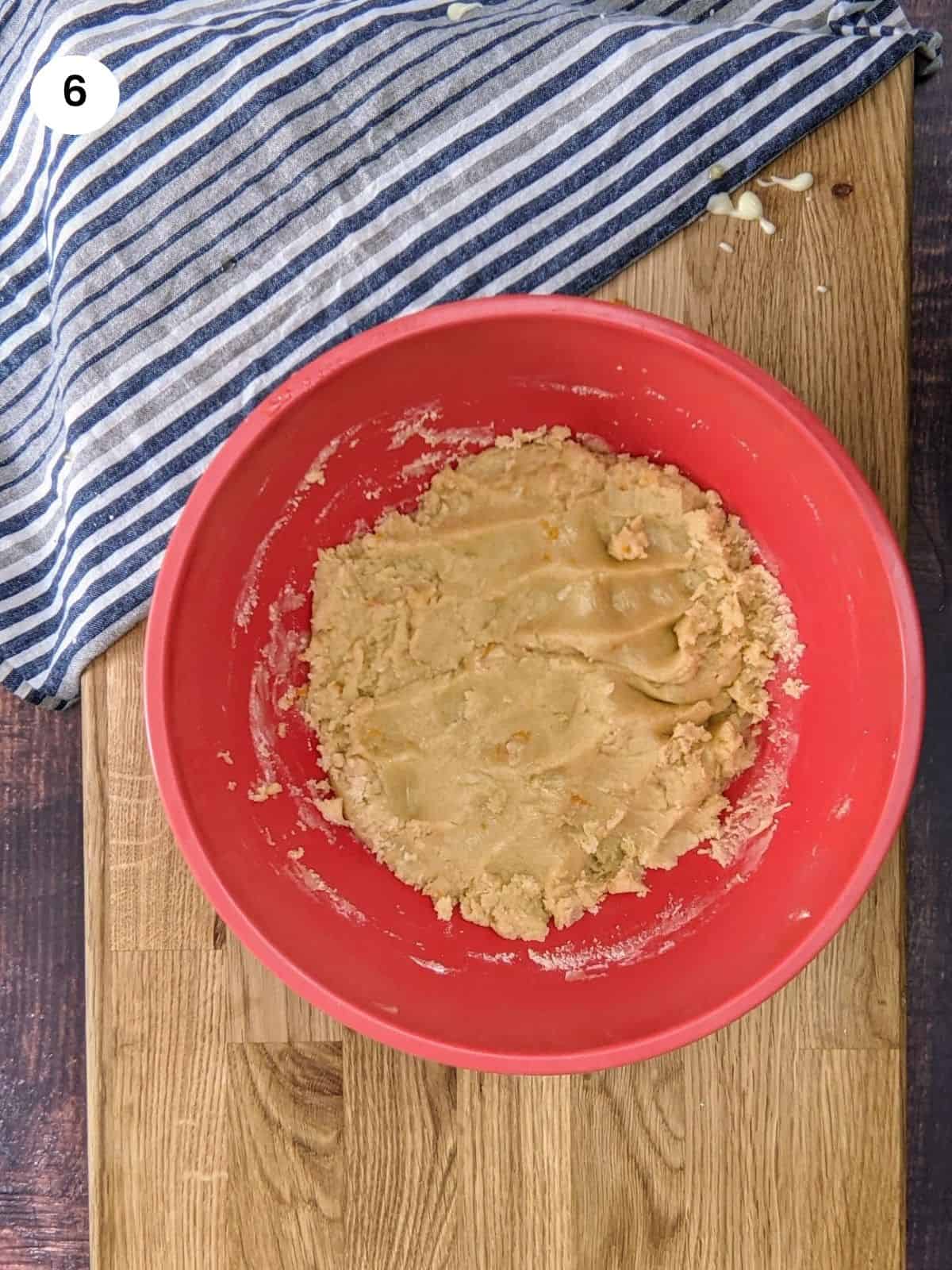 Kneading the dough for the greek orange cookies.