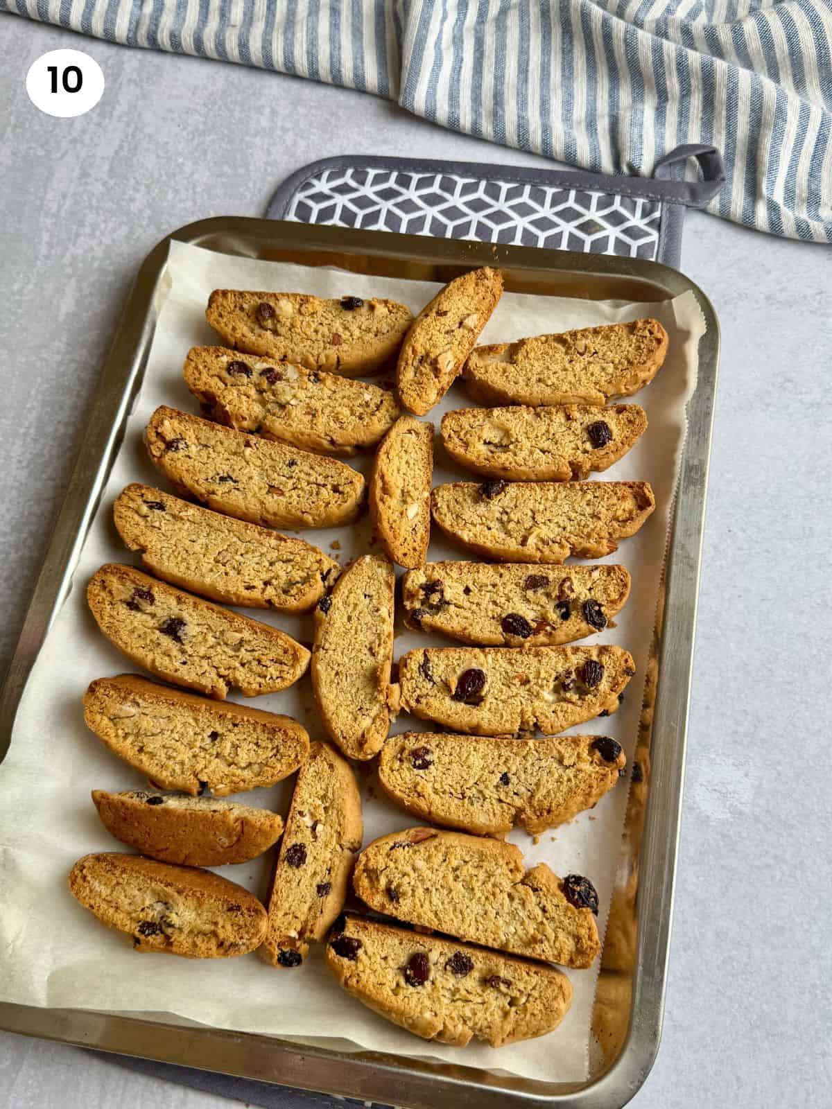 Greek biscotti after the second bake.