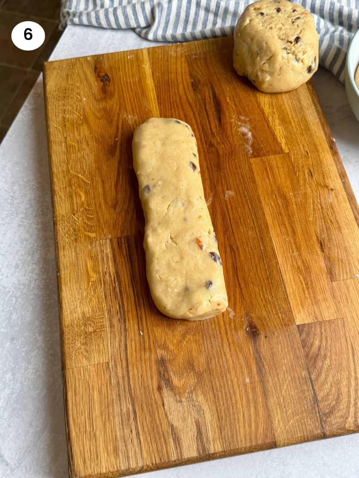 Shaping the dough into a log.