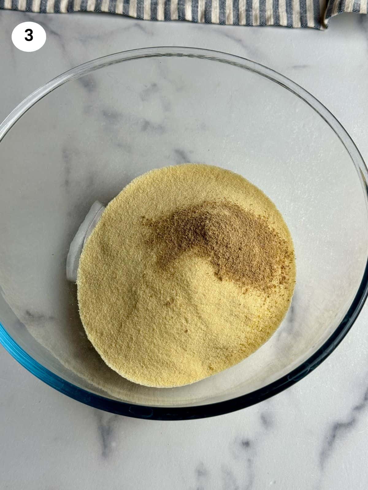 Mixed dry ingredients in a bowl.