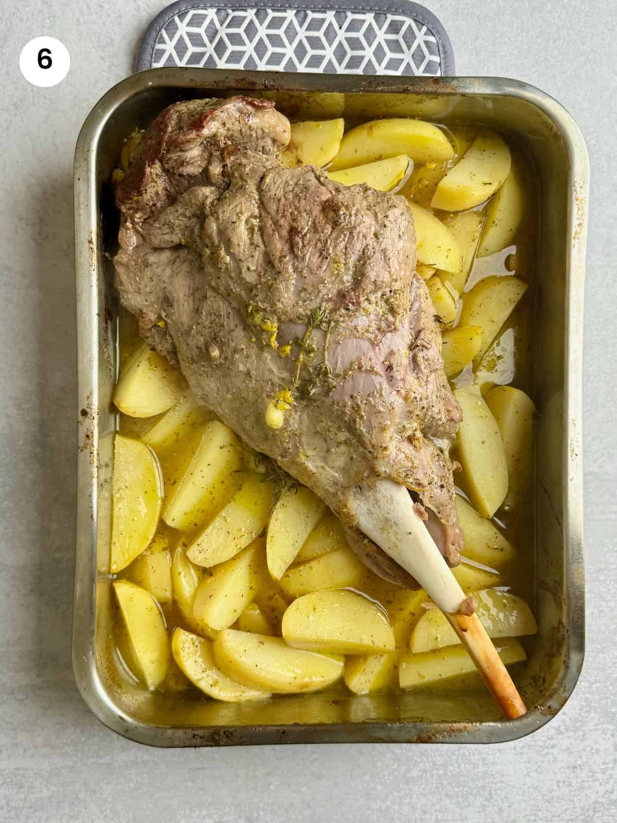 Removing the foil to get back in the oven for a final roast.