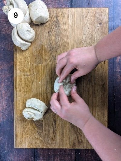 Form each dough piece into a ball.