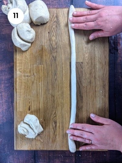 Form the dough into a long thin roll.