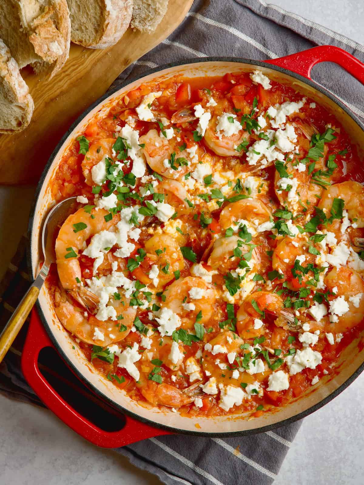 Greek Shrimp Saganaki With Tomatoes & Feta.