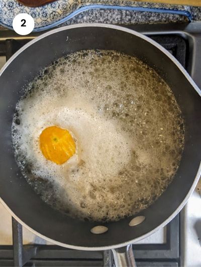 Boiling syrup ready to turn off and leave to rest.