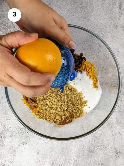 Grated squash in a big bowl.