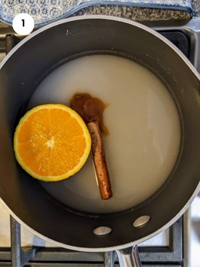 Adding all syrup ingredients to a big pot