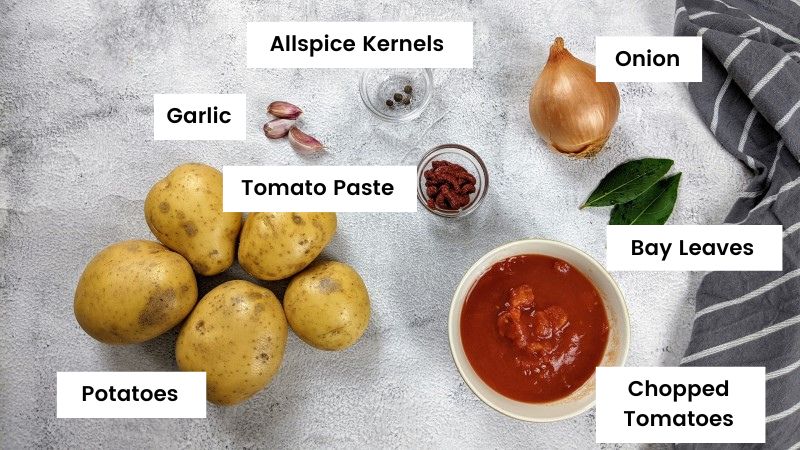 Ingredients for greek tomato potatoes.